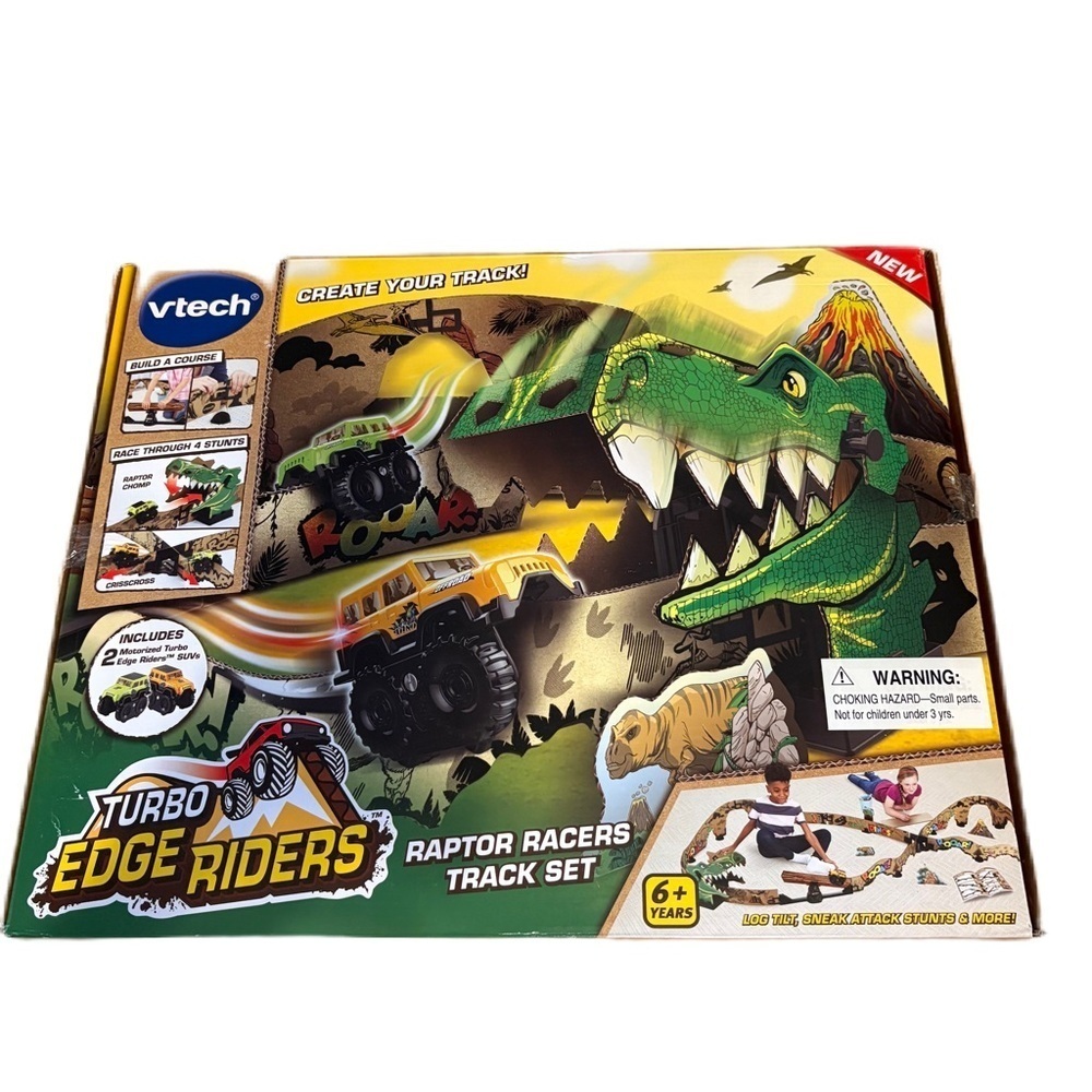 VTech Turbo Edge Riders Raptor Racers Track Set NEW Dinosaurs Truck Jeep Car
